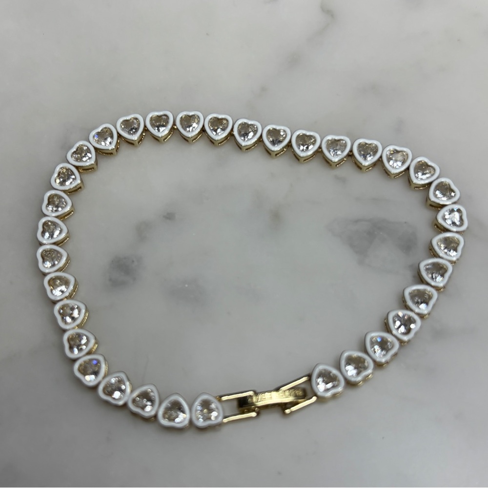 BaubleBar Gold and White Heart Bracelet